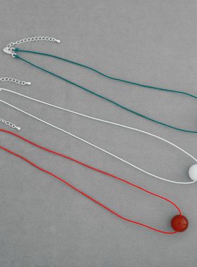 小红薯热卖款红玛瑙项链 简约小众设计高级感单颗玛瑙吊坠锁骨链