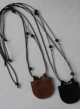 麂皮绒包包项链 mini半月牙设计感精致吊坠穿搭叠戴百搭毛衣项链