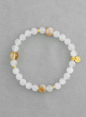 SJ*家明曦白月光串珠手链 新中式轻奢小众简约淡雅黄塔晶串珠