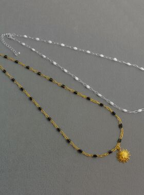 金色太阳之神项链 希腊传统文艺优雅简约小众轻奢太阳神锁骨链