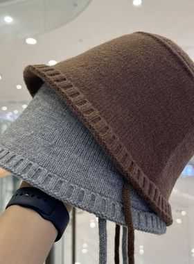 秋冬新款镂空渔夫帽针织子女日系休闲百搭时尚遮阳防晒帽子水桶