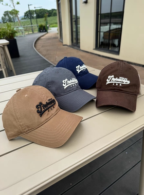 新款美式前后刺绣字母棒球帽舒适软顶学院风鸭舌帽子个性男女同款