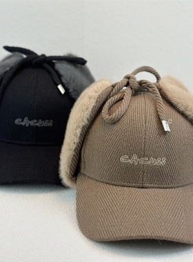 一帽两戴～毛绒户外防寒棒球帽秋冬保暖护耳雷锋帽显脸小鸭舌帽