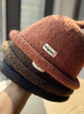 韩版代购东大门新款ins纯色百搭字母地主帽保暖防风显脸小渔夫帽