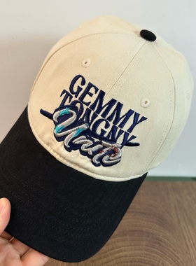 韩国博主ins同款棒球帽女复古拼色刺绣鸭舌帽软妹显脸小美式帽子