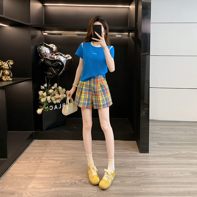 休闲套装女装2026新款时尚印花街头减龄短袖T恤上衣阔腿牛仔短裤