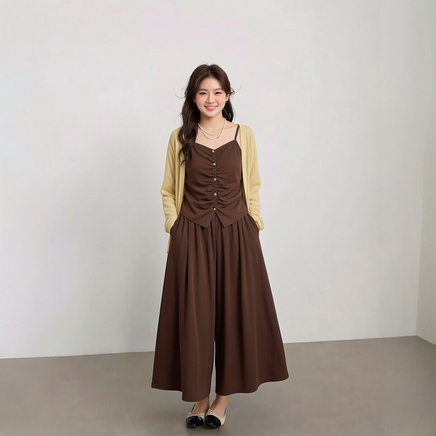 女装胖mm时髦套装感遮肚子内搭小吊带搭裙裤超好看两件套3657