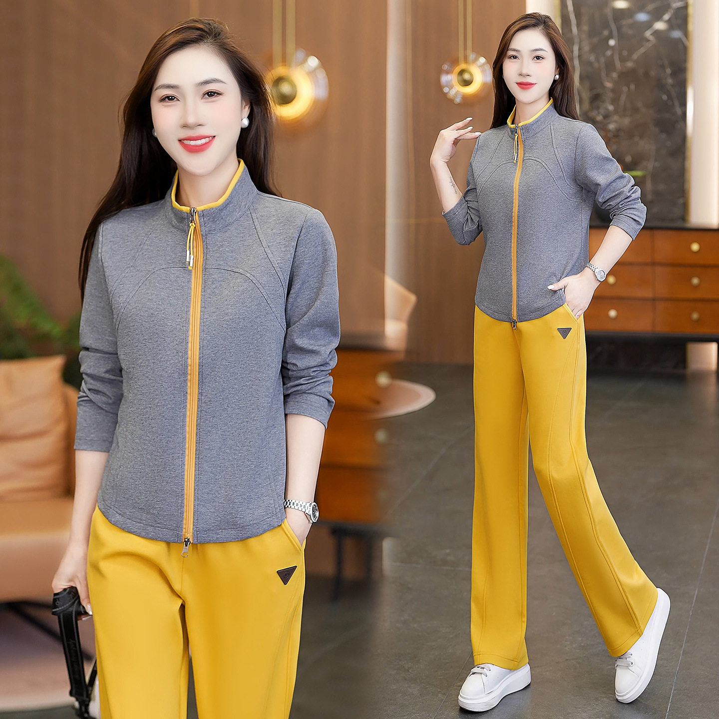休闲时尚运动服套装女士春秋2025新款洋气中年妈妈开衫卫衣两件套
