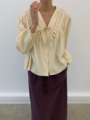 韩国东大门代购2025秋冬新cobalt blue气质v领甜美衬衫上衣