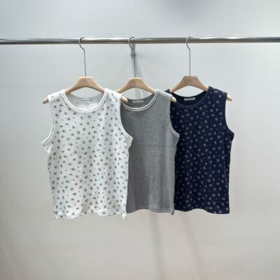 韩国东大门2026夏季新款REVE-L圆领小碎花无袖背心女