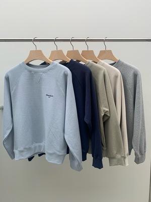 韩国东大门代购2025秋新款Legacy bone小标圆领纯色短款卫衣上衣