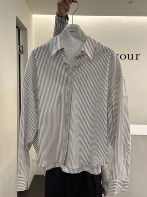 韩国东大门2026春季新品your时尚百搭翻领系扣宽松条纹衬衫
