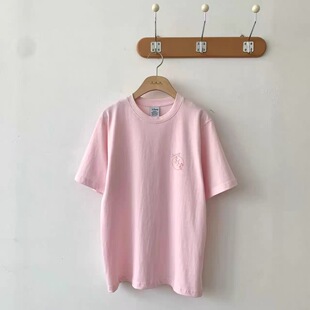 韩国东大门代购 COMO22026春夏简约后背印花圆领宽松T恤 TAN