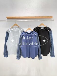 韩国东大门2026春季新品INTRO时尚百搭圆领条纹长袖T恤