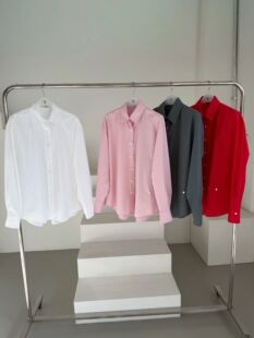 韩国东大门2026春季新品oatmeal纯色百搭翻领单排扣长袖衬衫女