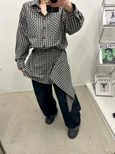 韩国东大门2026春季新品hertz时尚百搭格子二件套衬衫