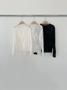 半领透视长袖 GATE2026春新款 T恤上衣 2nd 韩国东大门代购