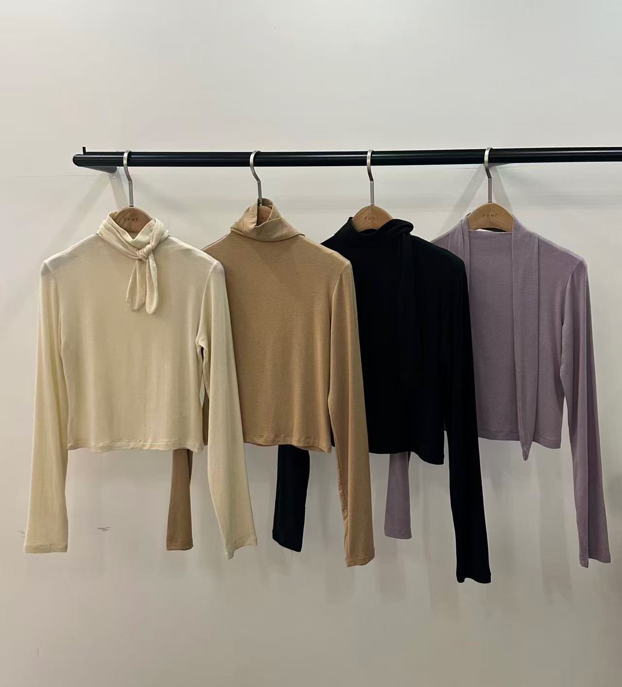 韩国东大门2025冬季新款your时尚百搭系带高领打底衫T恤