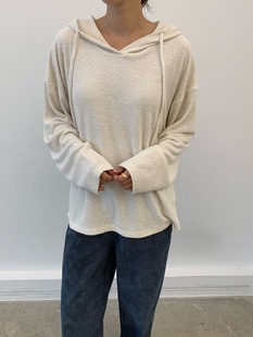 韩国东大门代购2025秋冬新款cobalt blue 纯色连帽卫衣