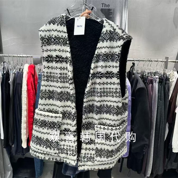 韩国东大门2025冬季新款hertz设计感潮流个性宽松别致提花马夹
