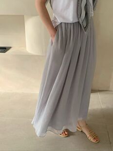 松紧腰仙美半身裙女 blue时尚 韩国东大门2026春新款 cobalt