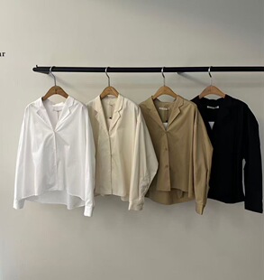 衬衫 韩国东大门代购 简约纯色翻领长袖 your 2025秋冬新款