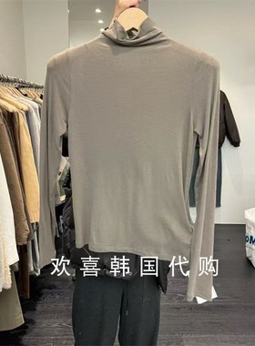 韩国东大门2025冬季新品OBJECT慵懒随性百搭高领纯色显瘦打底上衣