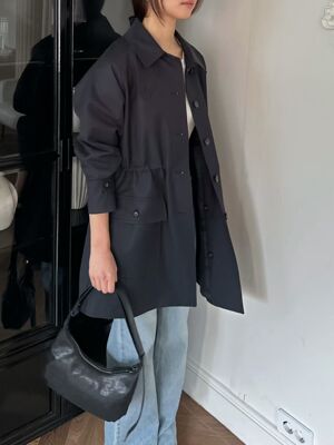 韩国东大门2026春季新品2nd GATE翻领系扣宽松中长款风衣外套