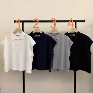 翻领POLO衫 韩国东大门2026春季 新款 BALANCE简约纯色短袖 T恤女 短袖