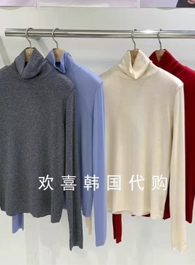 韩国东大门2025秋季新品SELECT MARKET温柔简约纯色高领百搭上衣