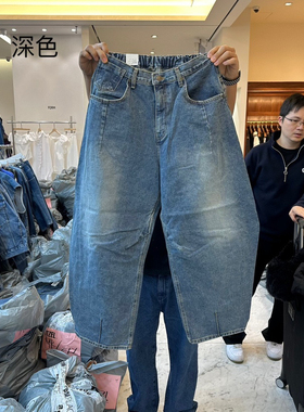 现 韩国东大门代购2025春季新品ITZEL潮款加绒老爹牛仔裤女409