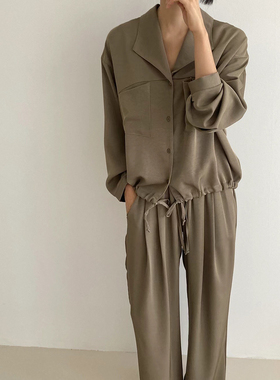 韩国东大门代购2025春夏新Neutra 时尚抽绳上衣女+休闲裤套装