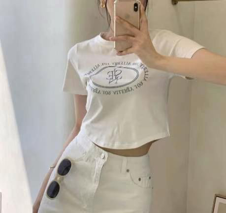 现韩国东大门2025新款夏sienne时尚字母修身短袖T恤