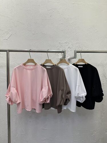 韩国东大门2026春季新品DAYLOG时尚百搭圆领灯笼短袖T恤