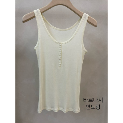 韩国东大门2026夏季新款LAKE-L纯色圆领半扣无袖背心