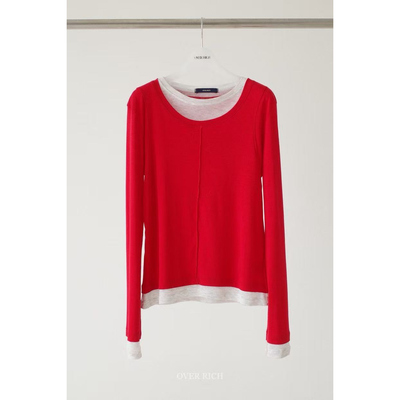 韩国东大门2026春季新品OVER RICH女装休闲风圆领长袖T恤上衣