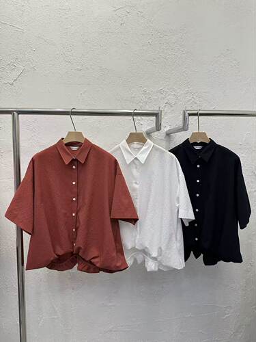 韩国东大门2026夏季新款DAYLOG时尚百搭翻领系扣短袖衬衫女