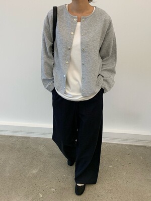 现韩国东大门代购2025秋冬新品 cobalt blue圆领系扣开衫女