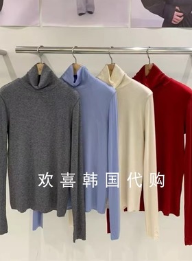 韩国东大门2025秋季新品SELECT MARKET简约纯色休闲高领打底上衣