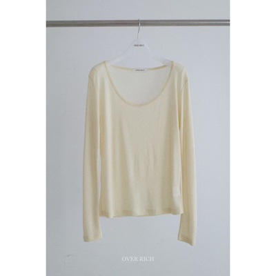韩国东大门2026春季新品OVER RICH女装简约圆领薄款长袖T恤上衣