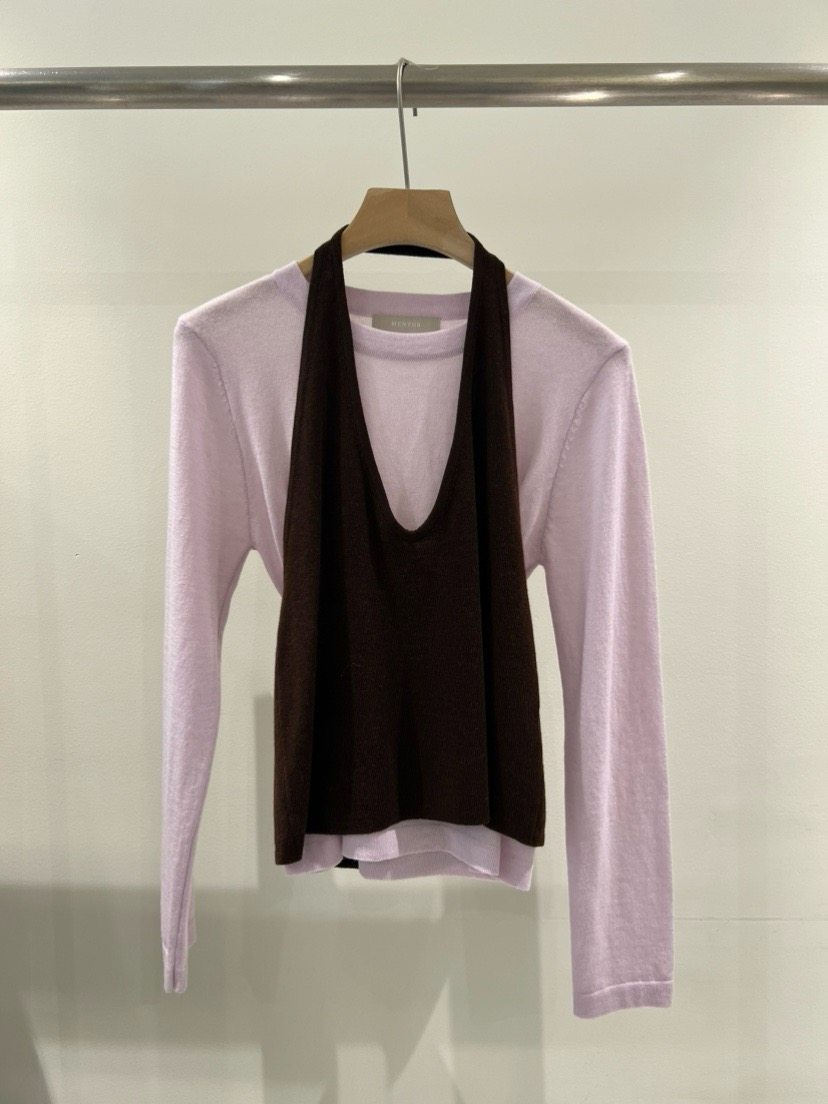 韩国东大门代购 2025是新品 mentor 拼色两件套tee上衣女