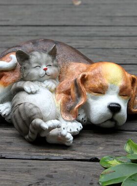 摆件出口猫狗花园汪喵岁月静好