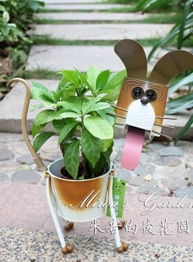 限量*源自台灣 北欧时尚家居家饰* 憨憨小黄狗铁艺花盆 花器 花桶
