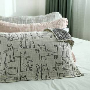 枕头巾2025新款纯棉男女生枕防头油吸汗加厚日系多层褶皱纱布枕巾