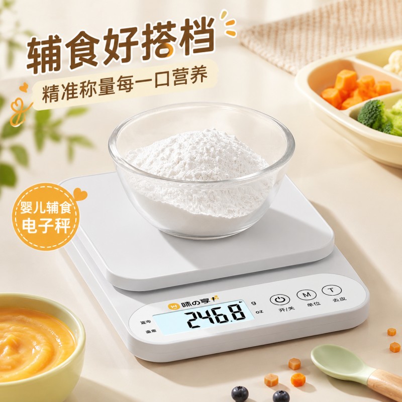 电子秤婴儿辅食家用厨房小型精确到克高精度减肥食物称精准烘焙秤