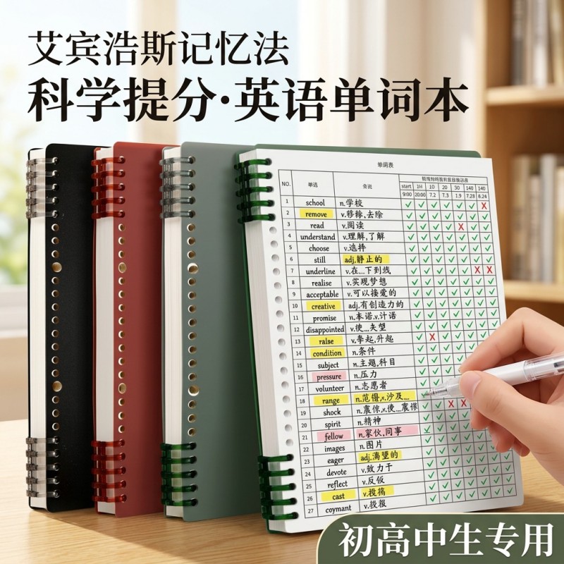 艾宾浩斯英语单字本考研初高中生活页遗忘曲线速记默写本笔记本子