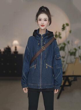 阿玛施女装正品商场同款2026春季新款拉链连帽牛仔夹克外套540030