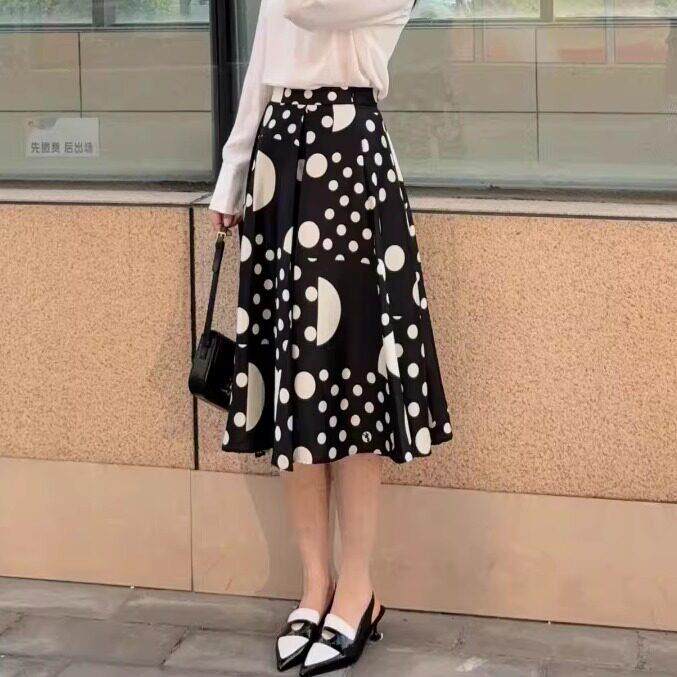阿玛施女装夏复古波点A字