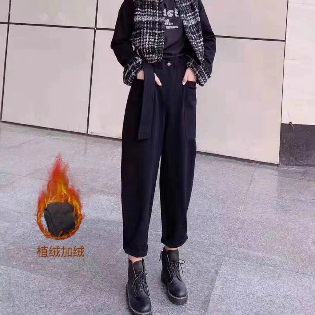 阿玛施正品女装2026冬装新款加绒九分裤工装裤哈伦裤5100219