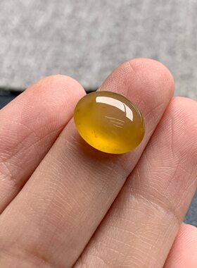 天然A货缅甸翡翠 黄翡蛋面 尺寸 : 12.1-9.9-4.6